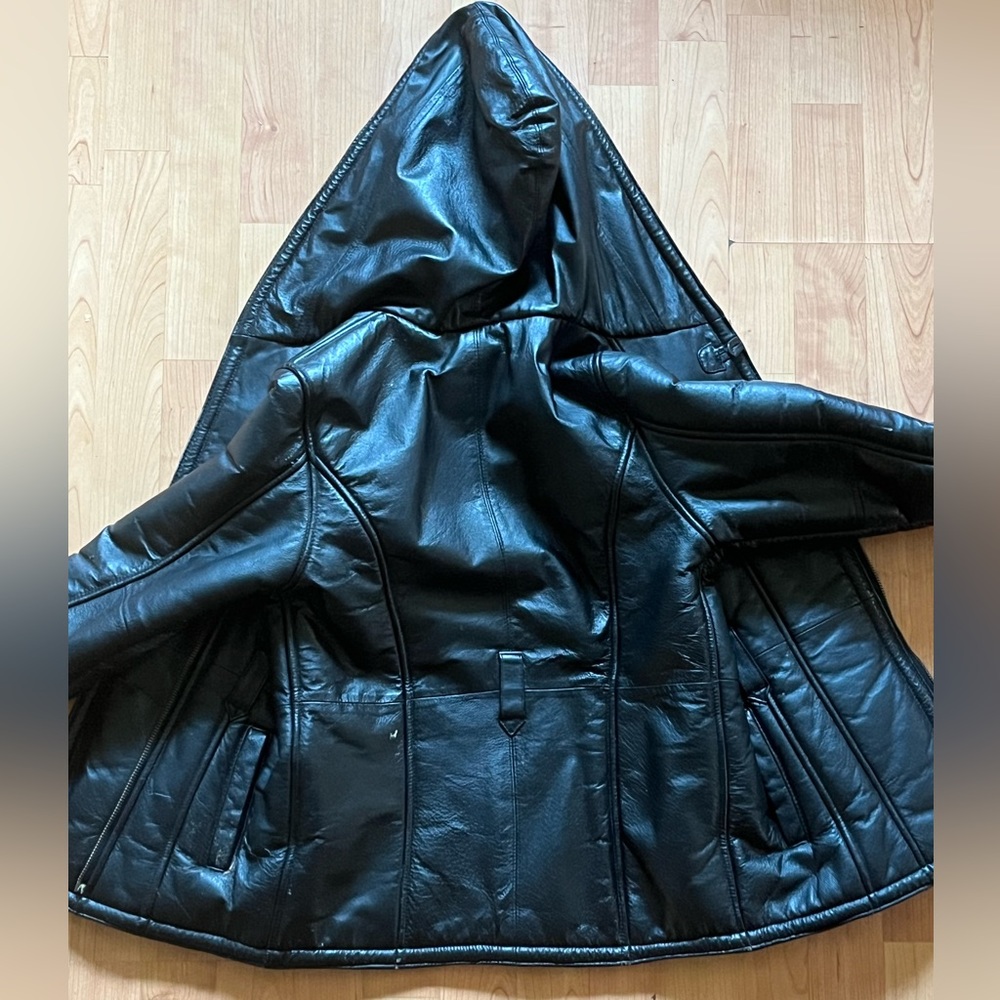 Black leather vintage Wilson leather kids coat! - Picture 4 of 4